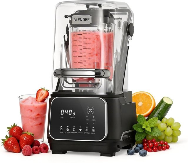 Buying Solutions MB Standmixer Schwarz mit 2L Behälter, 2200W Leistung und 26000 U/min, Professioneller Küchen-Food-Prozessor mit Schutzhaube, Selbstreinigungsfunktion und 6 Voreinstellungen - Bild 1