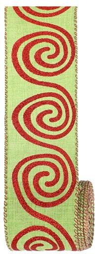 Elyra Weihnachts-Drahtband Rot Grün Gepunktet Gestreift Gewirbelt für Weihnachtsbaum Kranz und Geschenkverpackung 5 Yards - Bild 1