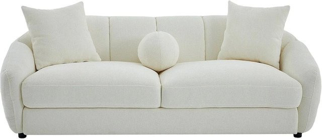 Nafeki Sofa in Elfenbein ohne Schlafmöglichkeit mit Stoffbezug, Breite: 216 cm - Bild 1
