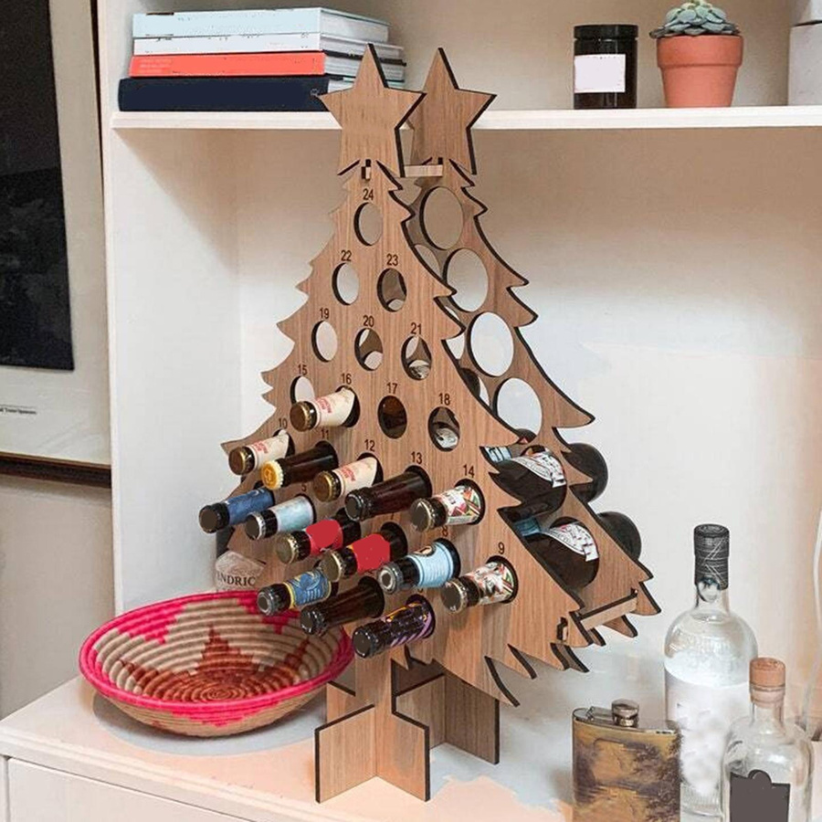 OutsideWorld Weihnachts-Countdown Weinregal aus Holz in Braun - Bild 4