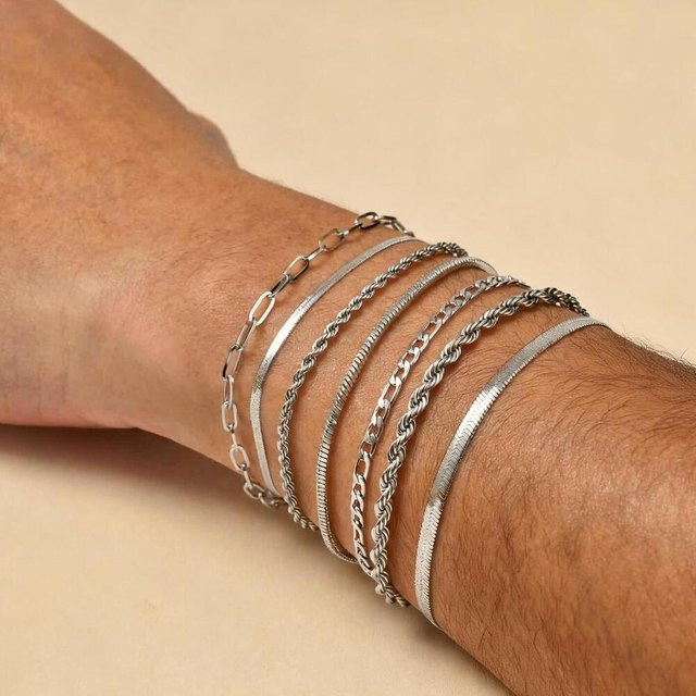 mprainbow Kettenarmband Edelstahl, Silber, Herren - Bild 1
