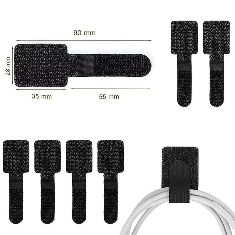 Selbstklebende Kabelbinder und Kabelhalter in Weiß als verstellbarer Desktop-Organizer aus Kunststoff - Bild 4