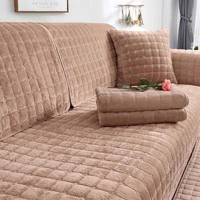 Yiran Furniture Plüsch-Sofabezug aus Flanell in Beige, rutschfester Ecksofa-Schonbezug für Wohnzimmer, B/T/H: 70 x 70 cm - Bild 1