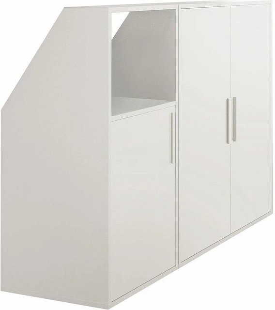 Vente-unique Möbel Adezio Schrank für Schrägen in Weiß mit Türen und Regalfächern Breite: 139,4 cm - Bild 1