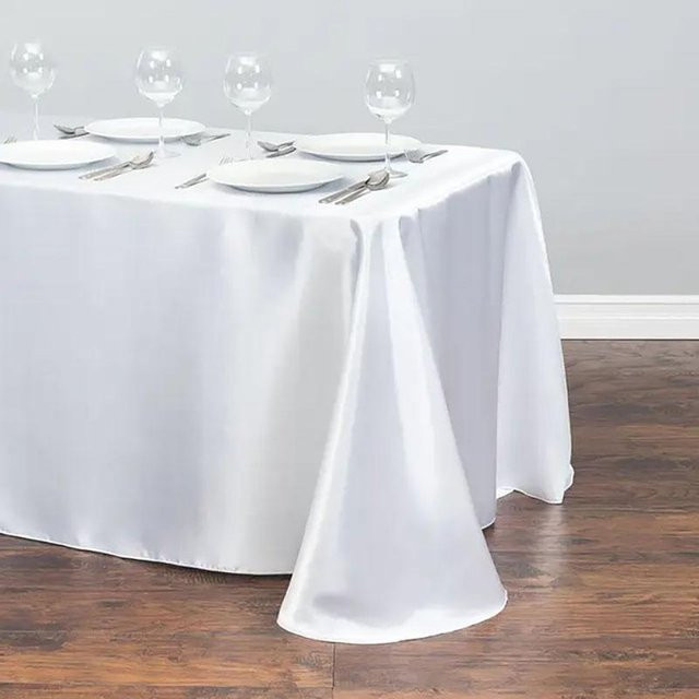 Yiran Furniture Satin Tischdecke Rechteckig für Hochzeit und Party, Schwarz und Weiß, B/T: 145 x 145 cm - Bild 1