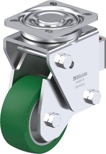 Blickle LHF-ALST 100K-1 Lenkrolle gefedert in Silber und Grün mit 100 mm Rad-Durchmesser und 320 kg Tragfähigkeit - Bild 1