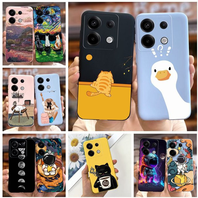 Xiaomi Redmi Note 13 4G 5G und Redmi Note 13 Pro Plus Silikon Handyhülle mit Cartoon Design in Lila und Mehrfarbig - Bild 1