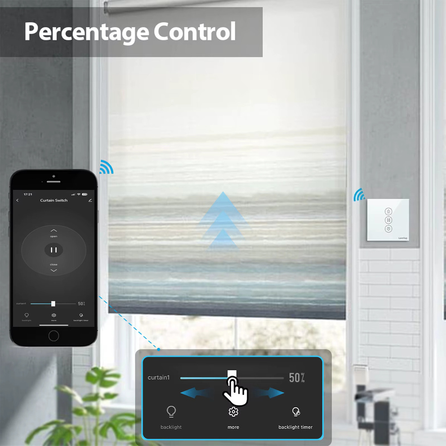 Tuya Smart Life WiFi Rollladen-Vorhangschalter mit Fernbedienung für motorisierte Jalousien, kompatibel mit Google Home und Alexa Echo, Farbe: Weiß - Bild 2