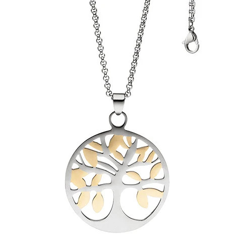 Colfem Collier Kette mit Anhänger Lebensbaum, Edelstahl, Gold, Unisex - Bild 1