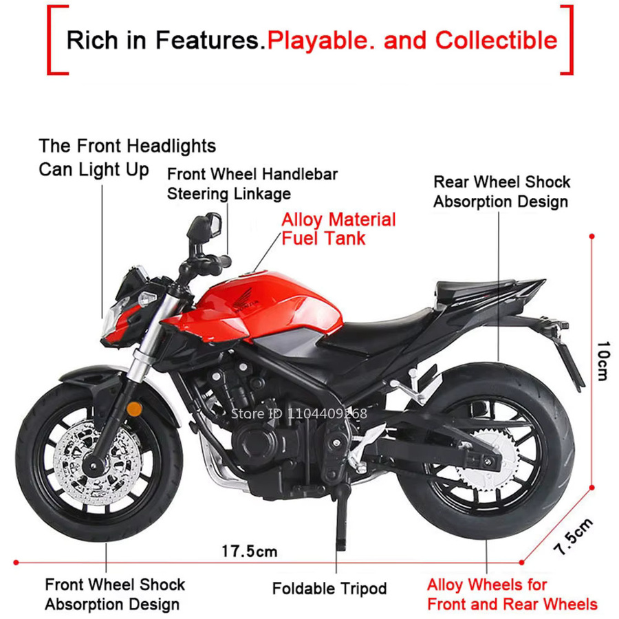 RMZ city Honda CB400F CBR1000 Motorrad Modell, 1:12, Metall, Gummi, Schwarz - Bild 2