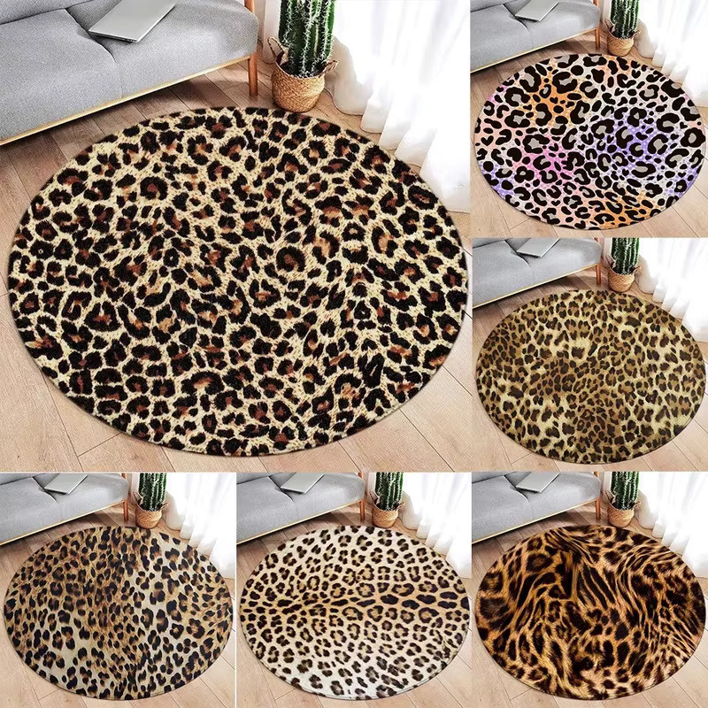 VIKAMA Runder Teppich mit Vintage Leopardenmuster in Multicolour für Wohnzimmer und Schlafzimmer - Bild 2