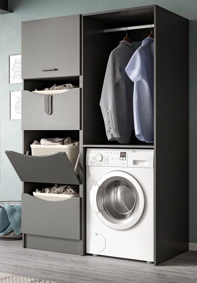 Waschmaschinenumbau Set Flexy in Grau, B/H: 126 x 195 cm - Bild 1