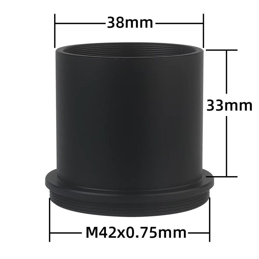 Eysdon T-Adapter aus Metall für Mikroskope mit M42x 0,75mm Gewinde und 38mm Anschluss in Schwarz - Bild 2