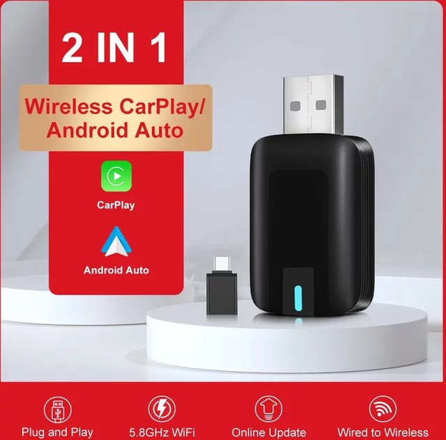 FLIXIVI CarPlay Wireless Adapter und Android Auto AI Box in Schwarz für intelligente Fahrzeugsysteme - Bild 1