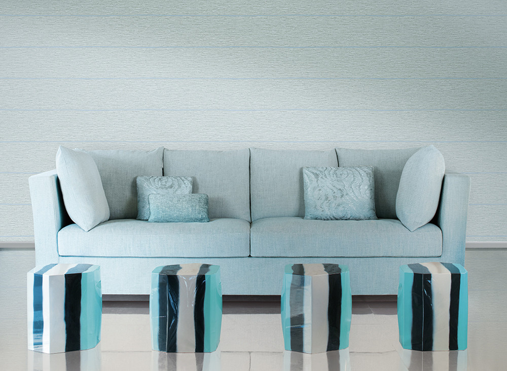 Armani Casa Tapete Soho Striped in Blau mit abstraktem Streifenmuster - Bild 1