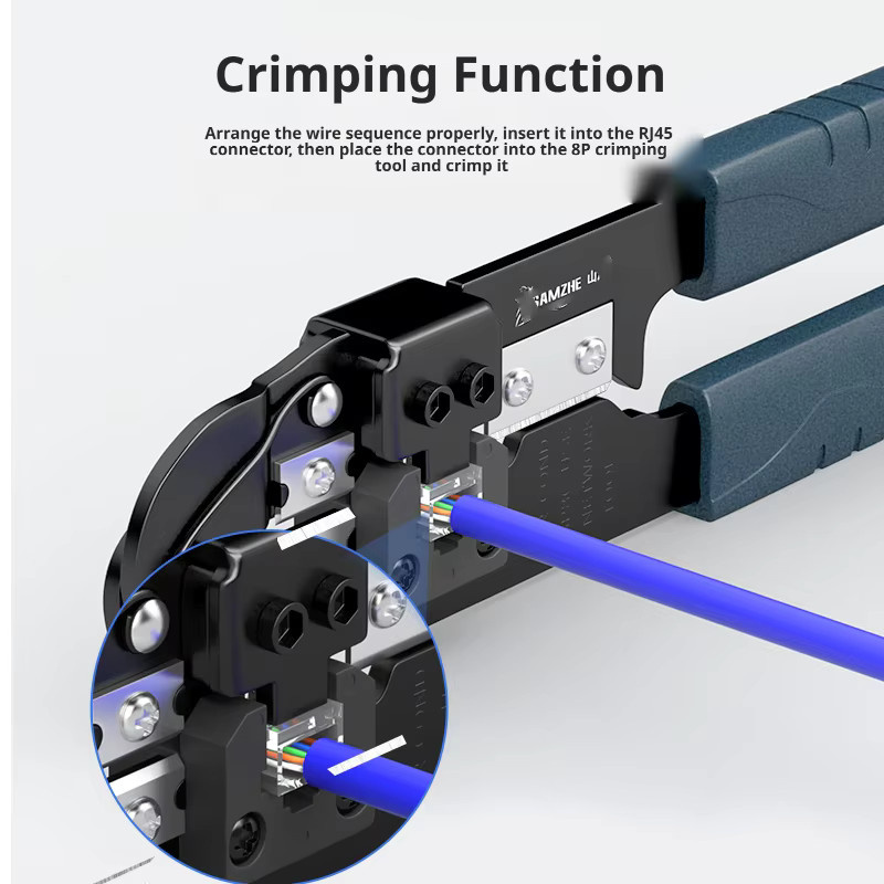 SAMZHE Netzwerk-Crimpzange Modulares Crimpwerkzeug Set zum Schneiden und Abisolieren für 8P8C RJ45 Netzwerkkabel - Bild 3