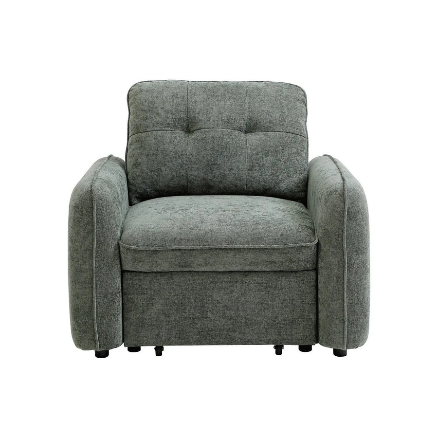 Vente-unique Schlafsessel Pobava in Grün aus Stoff mit Armlehnen, Breite: 104 cm, Tiefe: 97 cm, Höhe: 90 cm - Bild 2