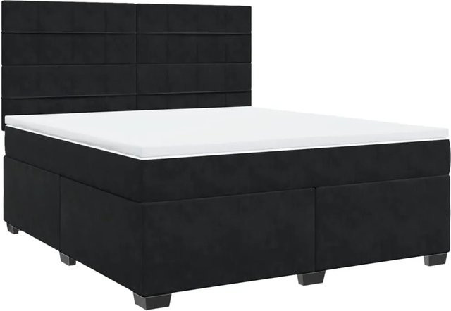 vidaXL Boxspringbett mit Matratze in Schwarz aus Samt, Hybrid-Bett mit Taschenfederkern, B/T: 180 x 200 cm - Bild 1