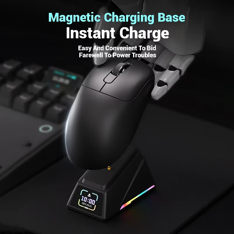 Ajazz AJ179 APEX Kabellose Gaming-Maus mit PAW3950 Sensor und magnetischer Ladestation in Weiß - Bild 3