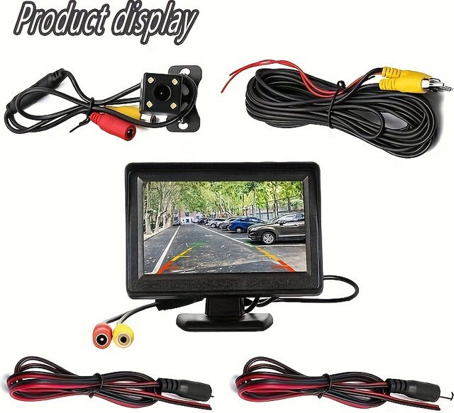 QueenDer Rückfahrkamera mit 10,92 cm Display und visuellem Rückfahrassistenzsystem in Schwarz - Bild 1
