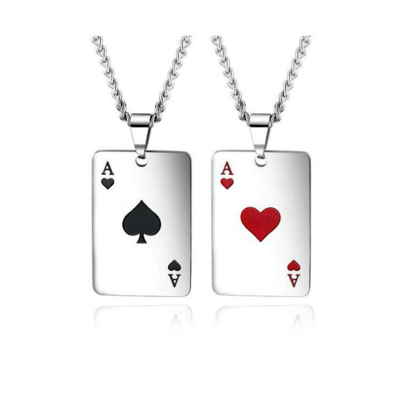Halskette Edelstahl, Poker-Anhänger, Schwarz, Unisex - Bild 4