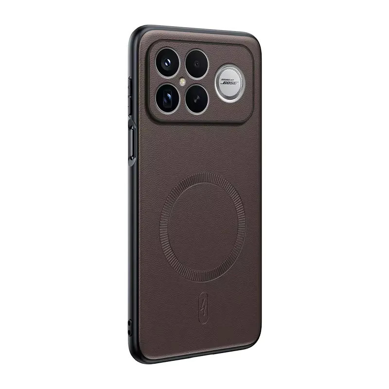 Magnetische Ladehülle aus Leder und Silikon mit Linsenschutz für Xiaomi Poco F6 F7 F8 Ultra X6 X7 X8 ProMax in Schwarz - Bild 5