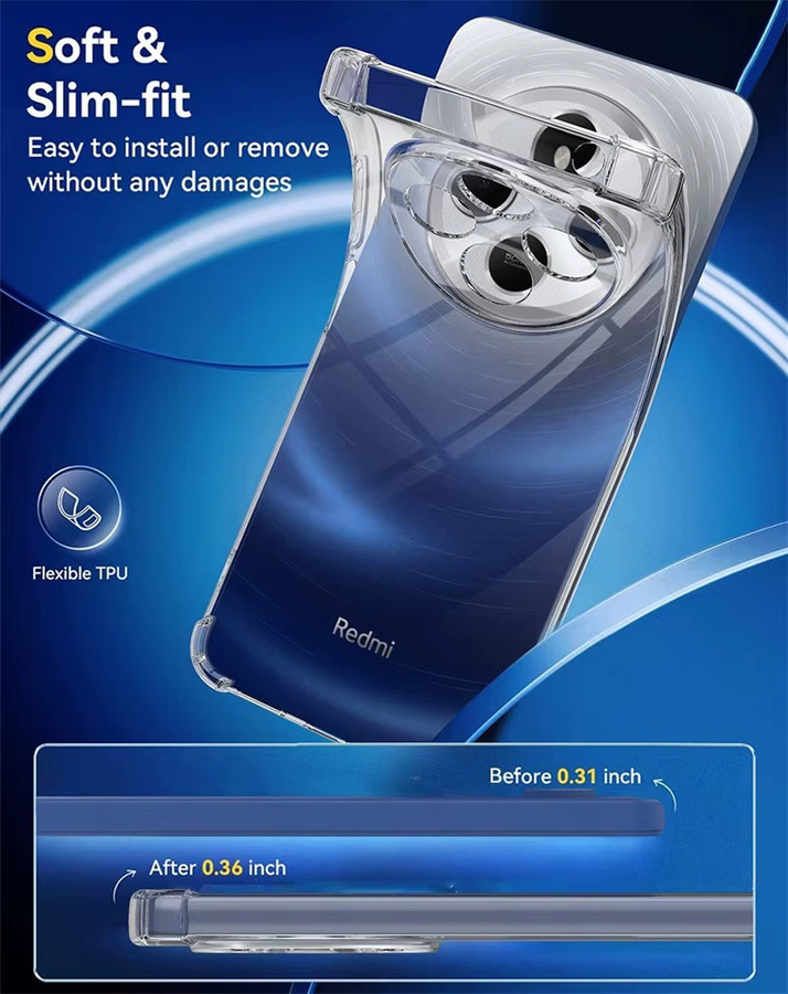 Stoßfeste Silikon-Schutzhülle für Xiaomi Redmi 14C und Poco C75 4G in Transparent - Bild 4