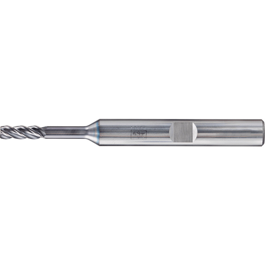 PFERD Universal Line VHM Eckfräser lang 4 Schneiden Ø 3 mm 45° Fase TiAlN Schaft HB in Silber - Bild 1