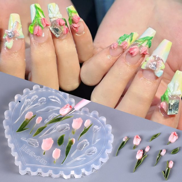 SWEET TREND Silikon Nagel Carving Form Rose Blume, Nagelzubehör - Bild 1