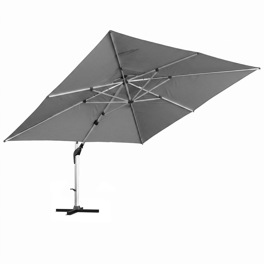 Anndora Ampelschirm aus Aluminium in Grau und Beige, 4x4 m quadratisch, 360 Grad drehbar, schwenkbar und neigbar mit UPF 50 Polyesterbespannung - Bild 1