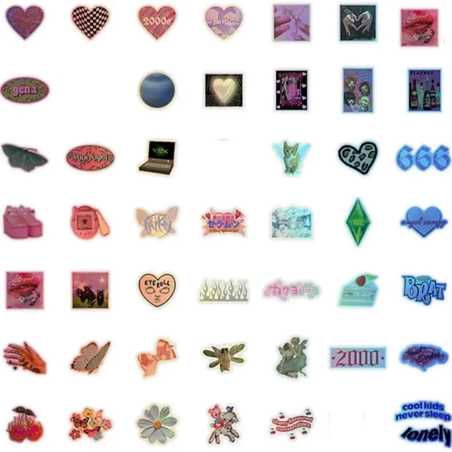 50 Stück GOGOTU Y2K Sticker Set in Rosa und Multicolour für Scrapbooking, Laptop und Schreibwaren - Bild 3