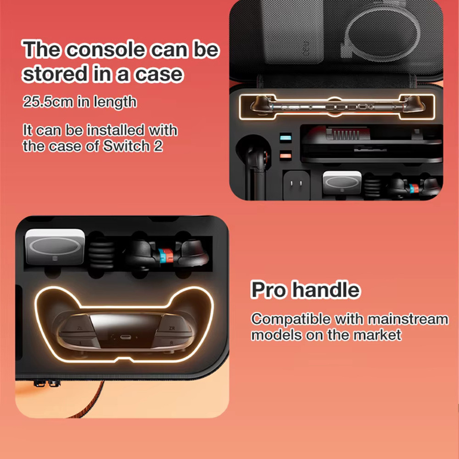 Colorvan Wasserfeste Tragetasche für Switch 2 in Schwarz mit kratzfestem Schutz und Griff für Spielzubehör - Bild 5