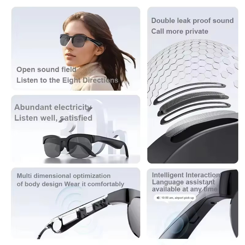 Lenovo 8K AI Smart-Brille in Schwarz mit Freisprechfunktion, KI-Übersetzung und Musikwiedergabe für Damen und Herren - Bild 2