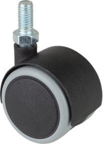 BS Kunststoff Doppelrolle F76.040.G08 mit Gewindebolzen, Schwarz, Raddurchmesser: 40 mm - Bild 1