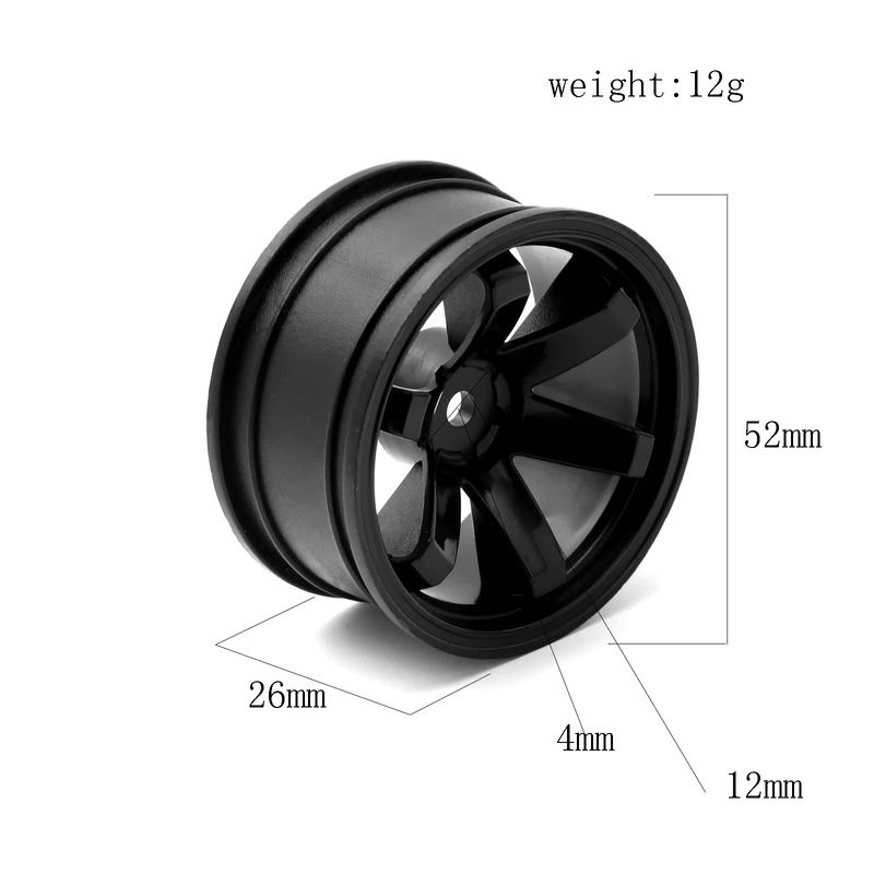 RS RC Racing Auto Reifen Radnabe Kunststoff 4-teiliges Set Schwarz 1/10 - Bild 2