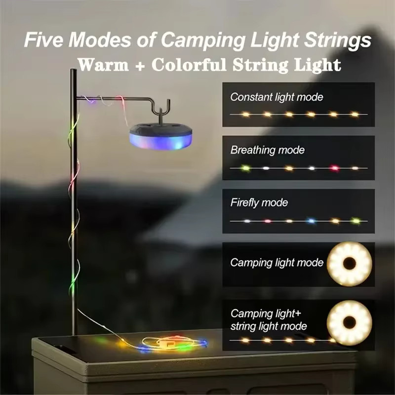 ESMARTER Wasserdichte LED-Campinglampe als bunter Lichtstreifen in Schwarz für Outdoor-Garten-Dekoration und Zelt mit 10 m Länge - Bild 3