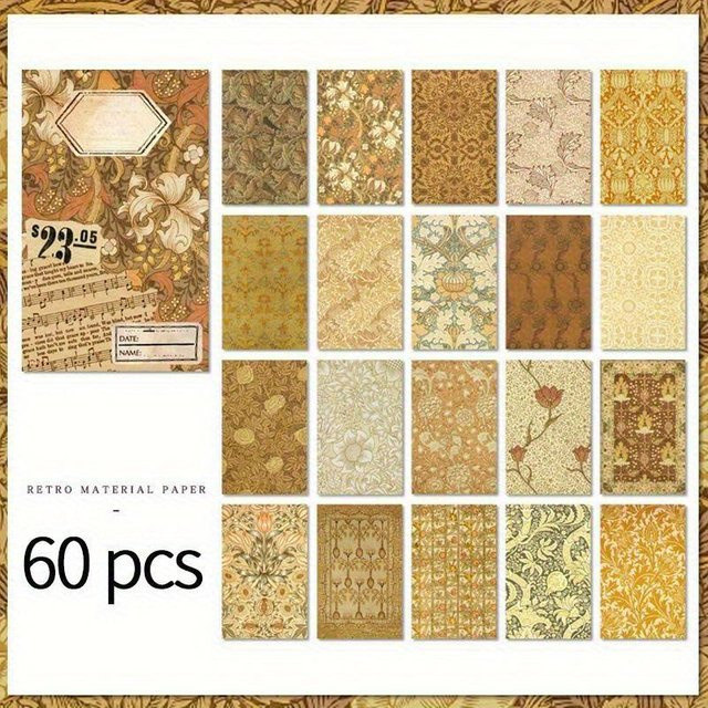 60 Stück Vintage Literatur und Kunst Scrapbooking Grundpapier für Junk Journal und DIY Dekoration, Mehrfarbig - Bild 1