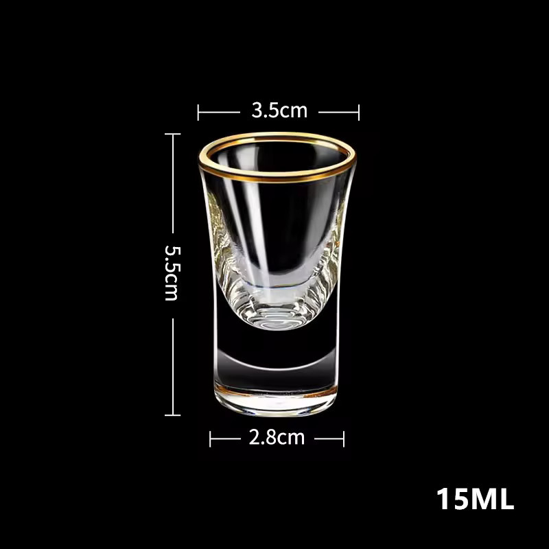 PIGE HOME 7-teiliges Schnapsglas-Set aus Kristallglas in Gold und Weiß für Spirituosen wie Baijiu oder Maotai - Bild 3