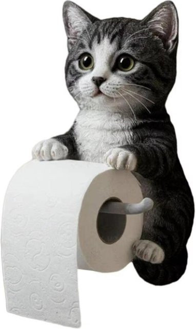 Katzen Toilettenpapierhalter aus Harz in 3D-Katzenform von Changxingqiao, Farbe: Schwarz, B/T/H: 22,0 x 16,0 x 12,0 cm - Bild 1