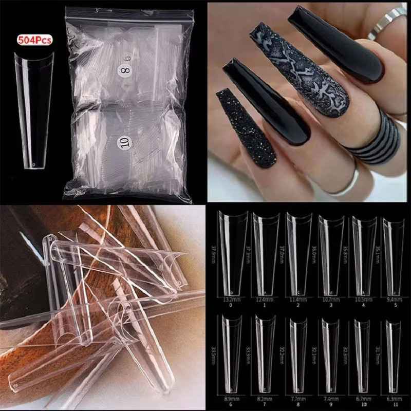 TFSCLOIN Nagel Tipps, Klar/Natur, 504 Stück, C-Kurve, Unisex - Bild 4