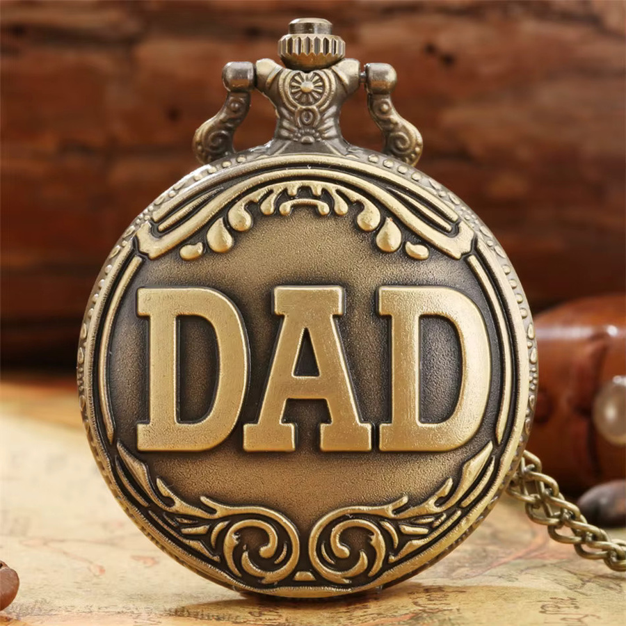 Vintage Quarz Taschenuhr in Bronze mit kunstvoller Schnitzerei für Herren - Bild 3