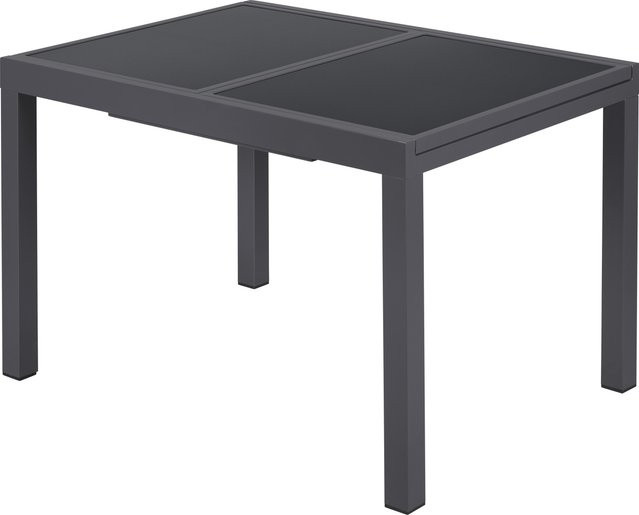 LIVARNO Alu-Gartentisch Houston Toronto in Grau mit Sicherheitsglas, höhenverstellbar und ausziehbar, B/T/H: 120-180 x 89 x 75 cm - Bild 1