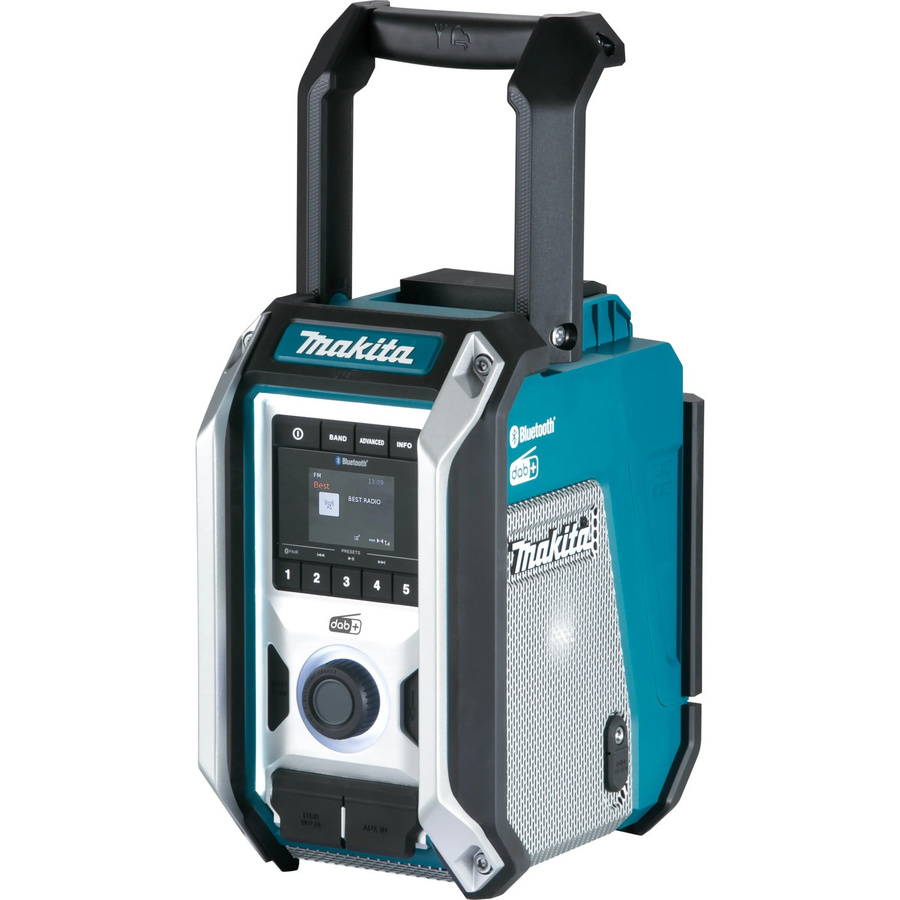 Makita Akku-Baustellenradio DMR115 mit DAB+, DAB+ und Bluetooth in Schwarz und Türkis, IP65 spritzwassergeschützt - Bild 2