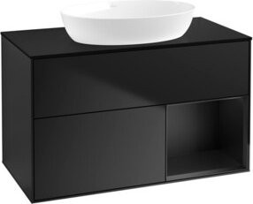 V&B Waschtischunterschrank Finion 100 mit Wandbeleuchtung in Blau Lackiert, B/T/H: 100 x 50,1 x 50,1 cm - Bild 1
