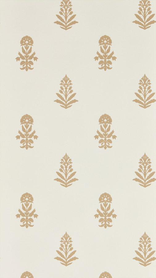 Sanderson Tapete Dabu Lionsmane in Beige mit floralem und ethnischem Design aus Vlies in Matt - Bild 1