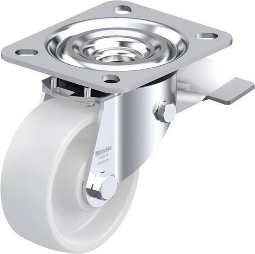 Blickle L-PO 80XR-ST Lenkrolle mit Feststeller aus Stahl in Weiß, Rad-Durchmesser: 80 mm, Tragfähigkeit: 220 kg - Bild 1
