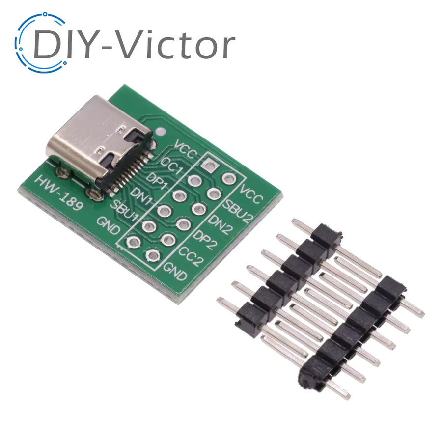 USB Type-C zu DIP PCB Stecker Adapter Weiblich, Green Test Board für Solder Pin Header - Bild 2