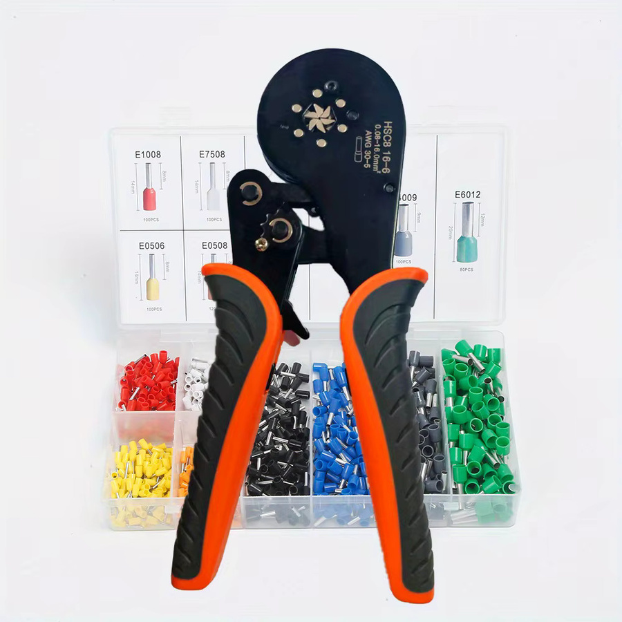 HSC8 16-6 Sechskant-Crimper-Set mit 800 Stück PVC-isolierten Aderendhülsen für elektrische Verbindungen von 0,08-16mm² AWG30-5 - Bild 5