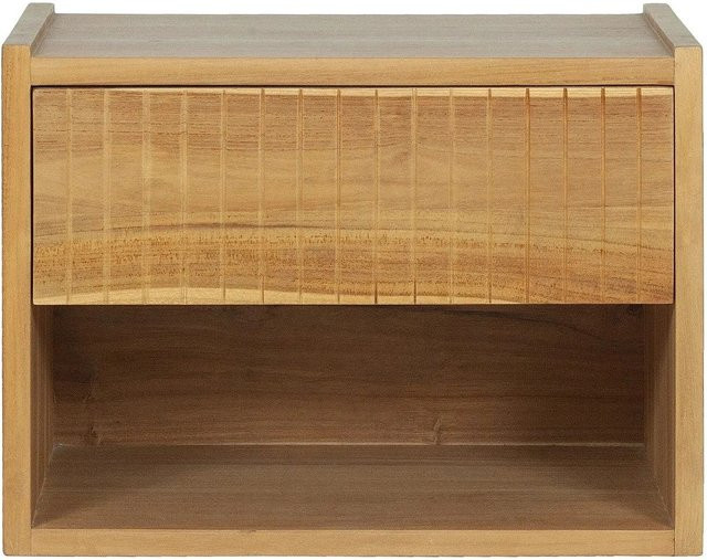 Nachttisch Revuka aus Teakholz in Naturfarben Hell, Wandmontage, Rustikaler Stil, Breite: 47 cm - Bild 1