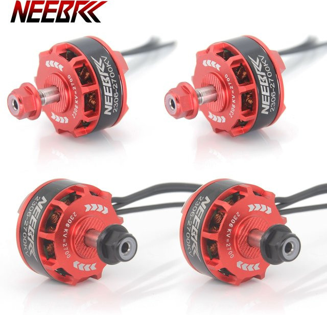 NEEBRC 4er Set Bürstenlose Motoren CW/CCW 2306 2300KV 2700KV für QAV250 Eachine Wizard X220 280 RC Drohnen und Multicopter in Rot - Bild 1